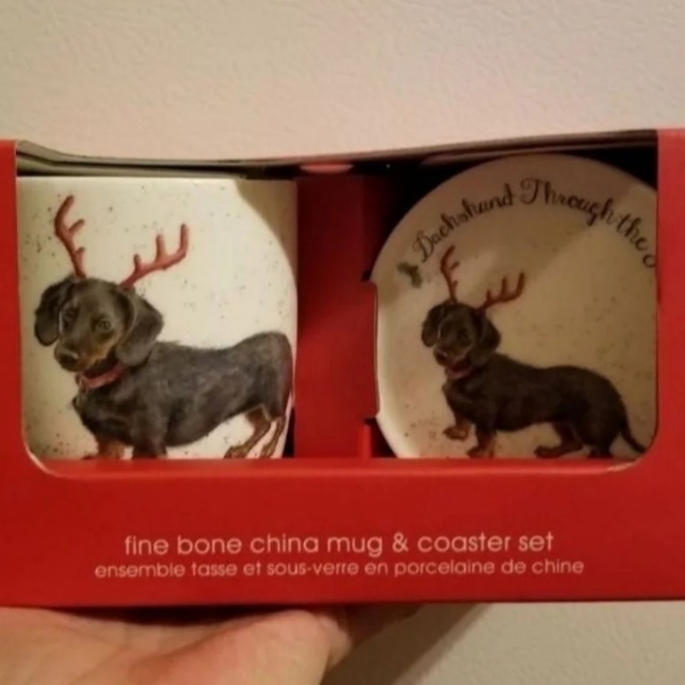 DACHSHUND DOXIE CHINA MUG COASTER SET